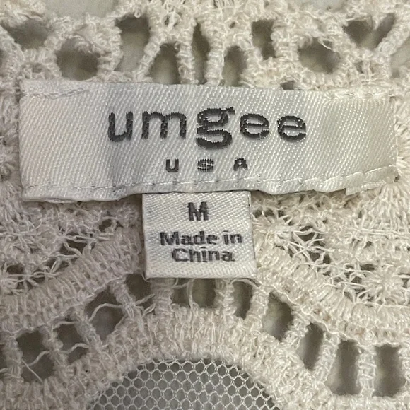 Umgee Open Front Lace Fringe Cardigan Boho Cottagecore | Size M - Picture 10 of 11